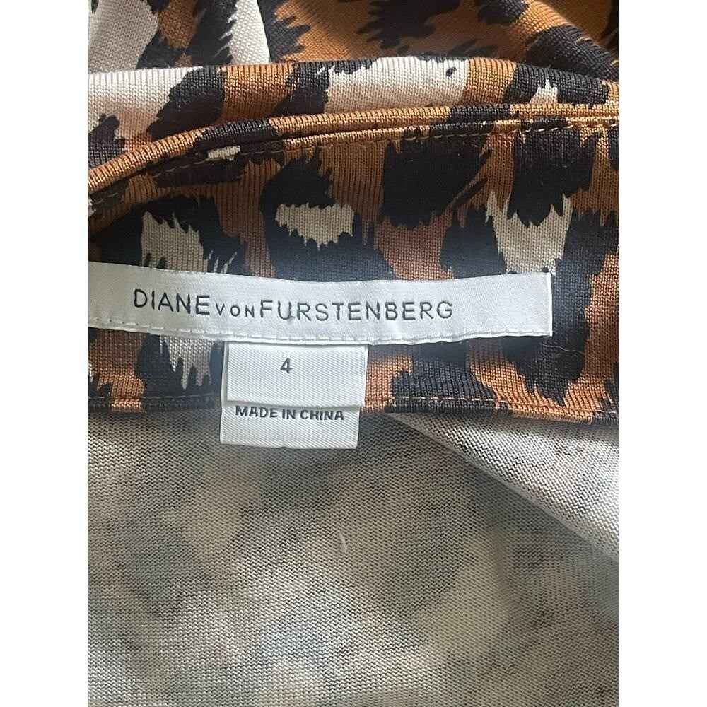 DVF Diane Von Furstenberg NEW JEANNE TWO Wrap Dress SPOTTED CAT HAZELNUT - Picture 9 of 11